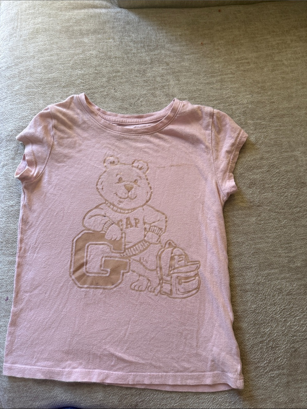 GAP Pale Pink Bear Graphic Short Sleeve Tee